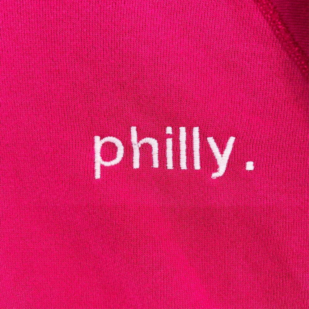 Vintage 90s PHILLY Logo HANES HER WAY Pink Sweatshirt Made In USA Women's 2X
